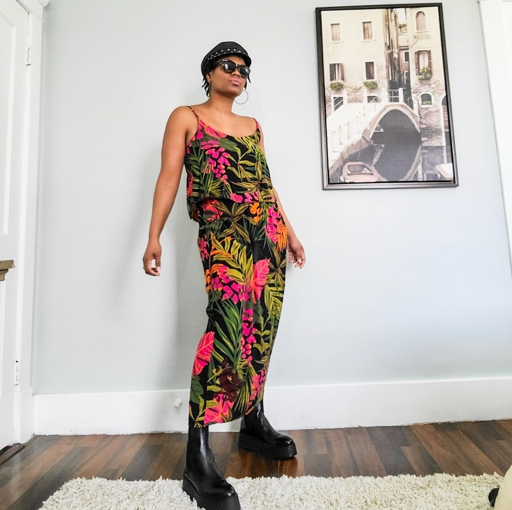 European Tropical Print Midi Dress, 12